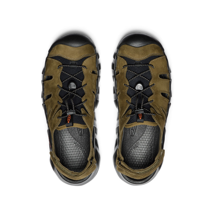 Men's Hyperport Fisherman Leather Sandal Dark Olive/Black