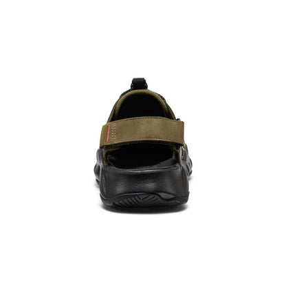 Men's Hyperport Fisherman Leather Sandal Dark Olive/Black