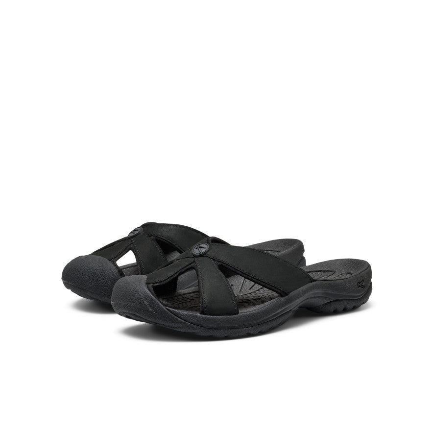 Women's Bali Leather Slide Sandal Black/Black