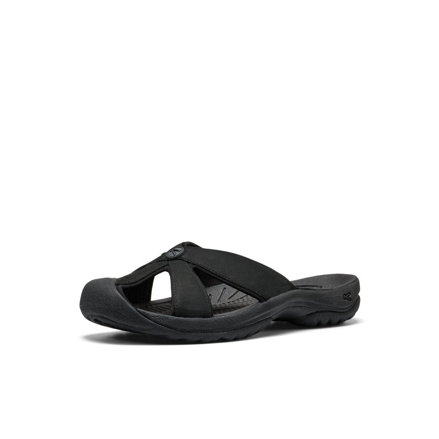 Women's Bali Leather Slide Sandal Black/Black