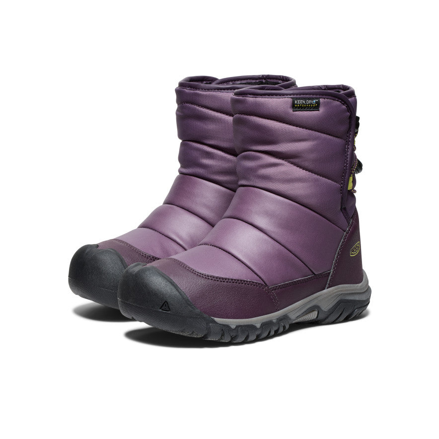 Big Kids' Puffrider Waterproof Winter Boot Black Plum/Daiquiri Green